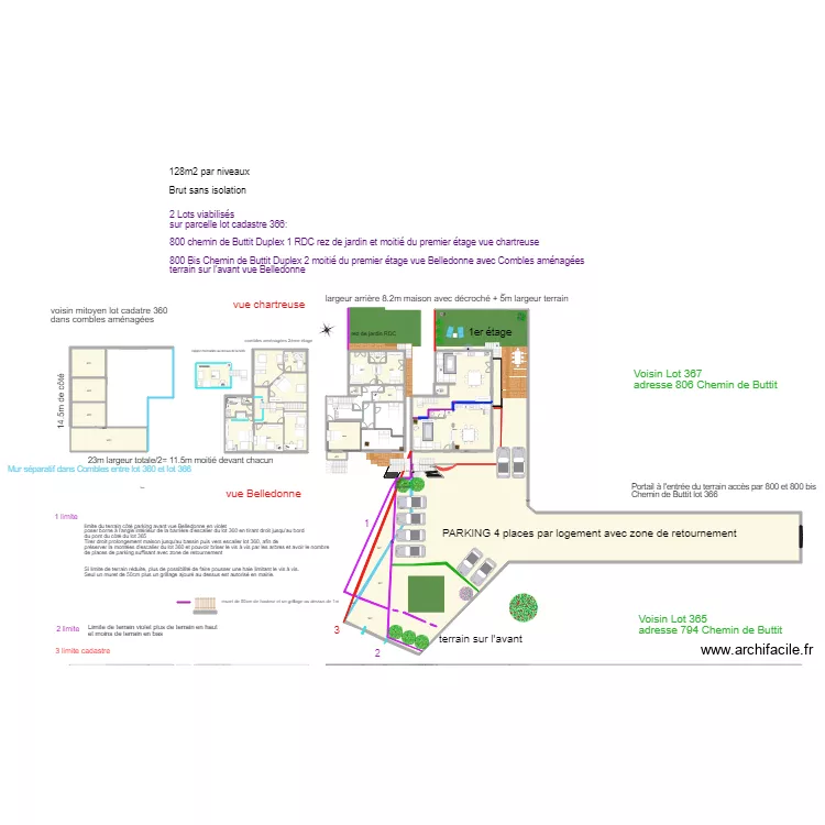 MAISON st ismier PLANS travaux 7 mars 2019 ok &agrave; valider bornage sans vis &agrave; vis 3. Plan de 