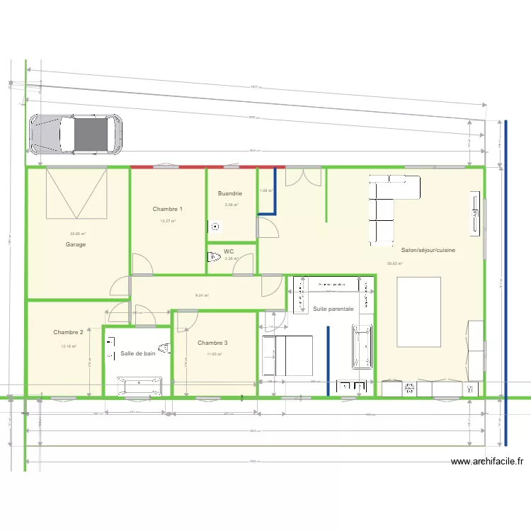 3maison. Plan de 