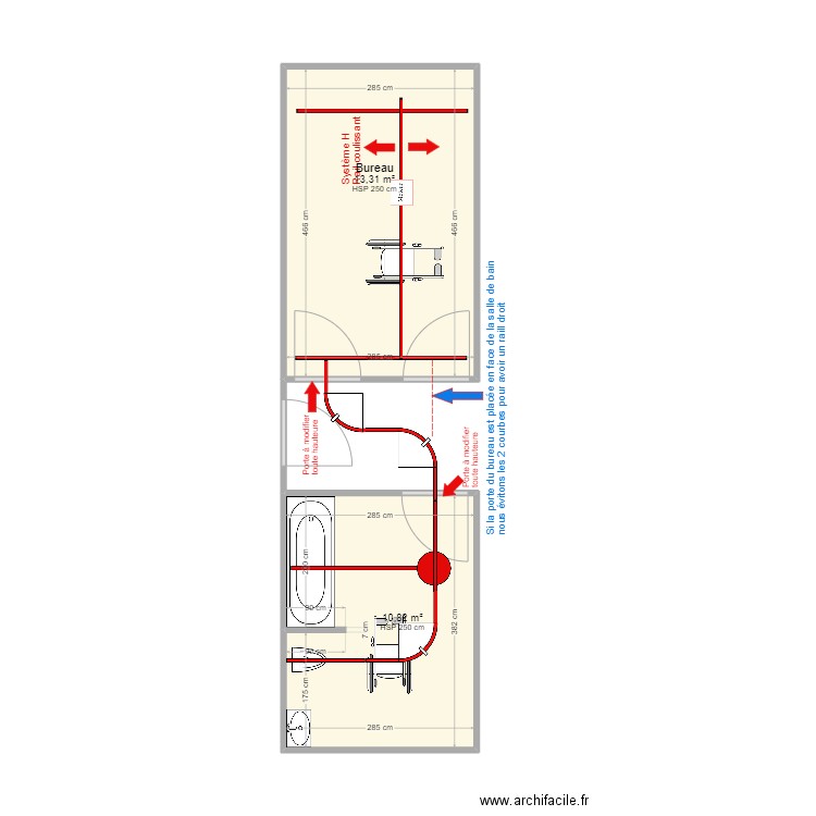 IME Gueret ARMENIO BUREAU SDB. Plan de 2 pièces et 24 m2