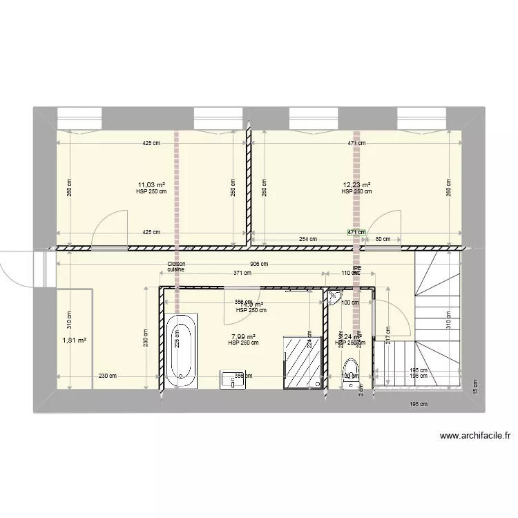 République étage projet 1quater sans isolation mur 60cm. Plan de République étage projet 1quater sans isolation mur 60cm. Plan de