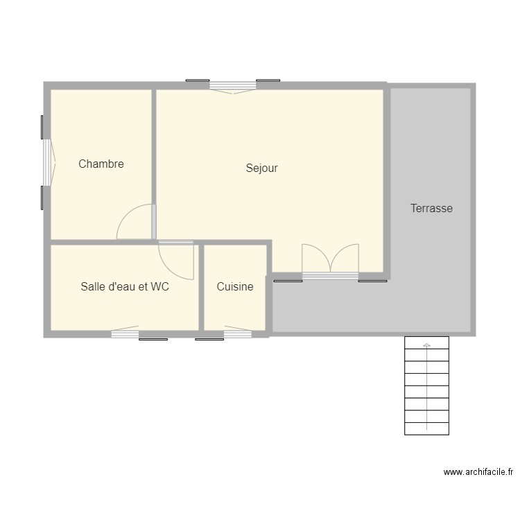 chalet noyen. Plan de 5 pièces et 44 m2