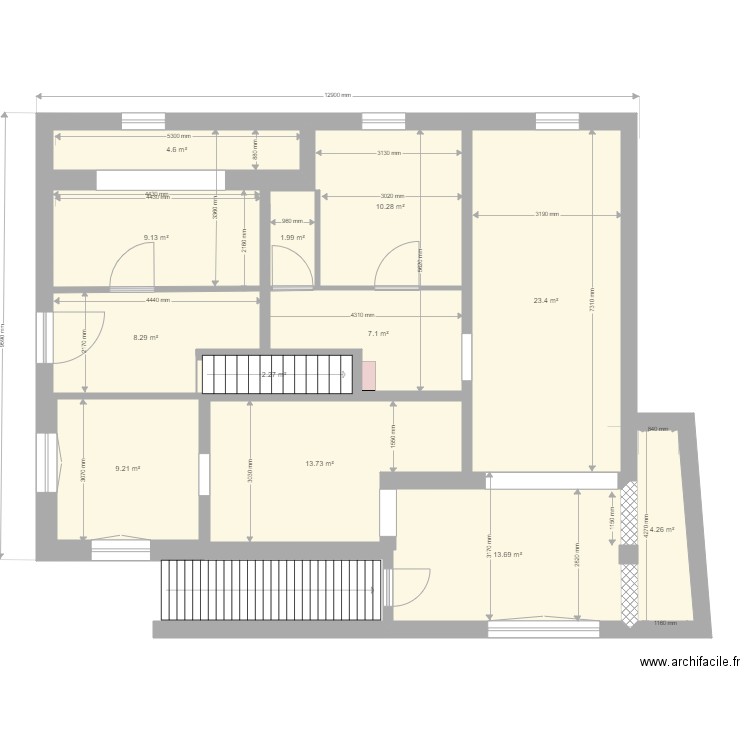 RDC Maison plan initial laser. Plan de 0 pièce et 0 m2