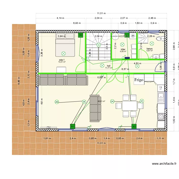FETHİ AYAN ZEMIN ELEKTRIK. Plan de 11 Pièces et 145 m² FETHİ AYAN ZEMIN ELEKTRIK. Plan de 11 Pièces et 145 m²