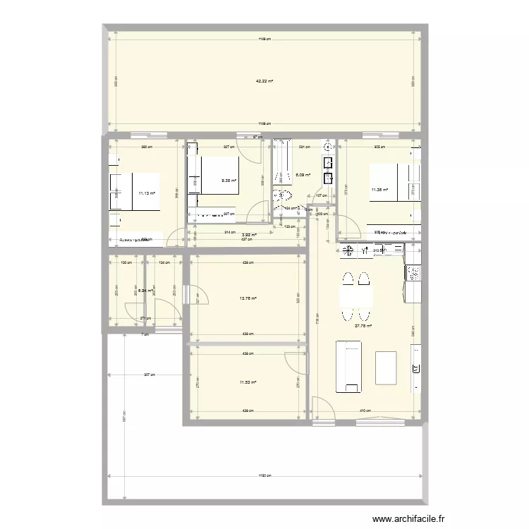 fusain original rdc T3. Plan de 
