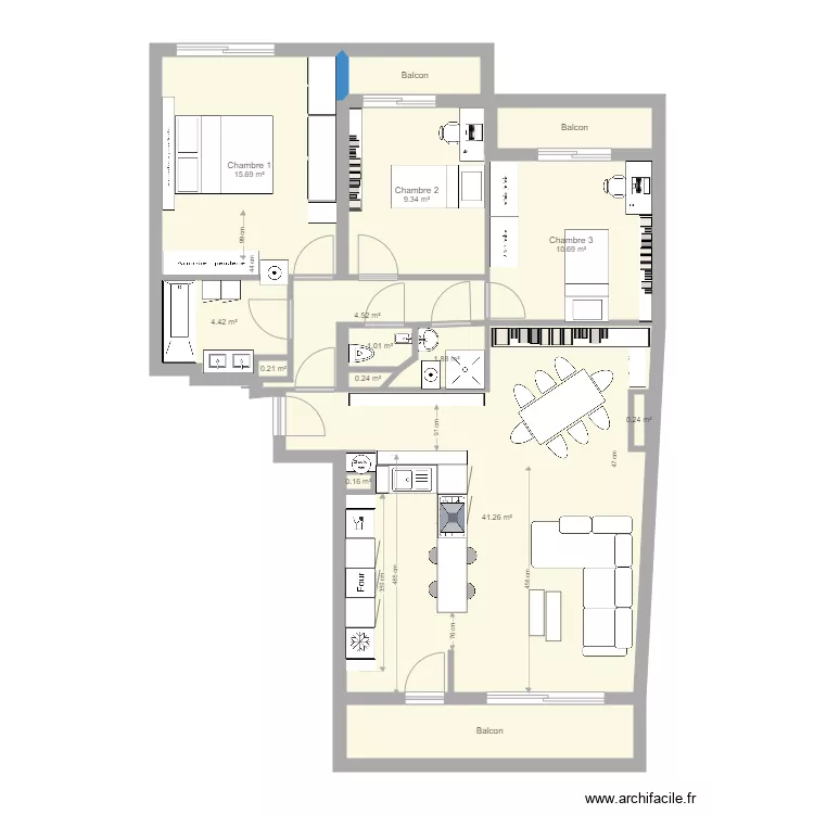 Appart option 1 cuisine . Plan de 