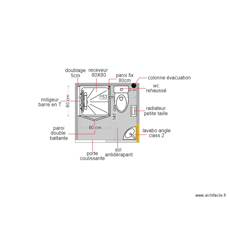 MIRET. Plan de 1 pièce et 2 m2