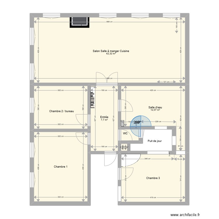 Cathédrale Nu. Plan de 9 pièces et 105 m2