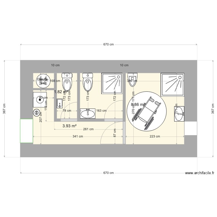 Bloc sanitaire Etude 3. Plan de 0 pièce et 0 m2