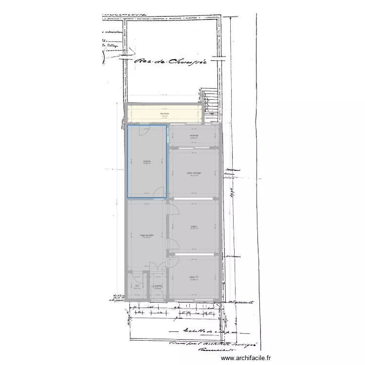 plan RDC BXL pi&egrave;ces base. Plan de 