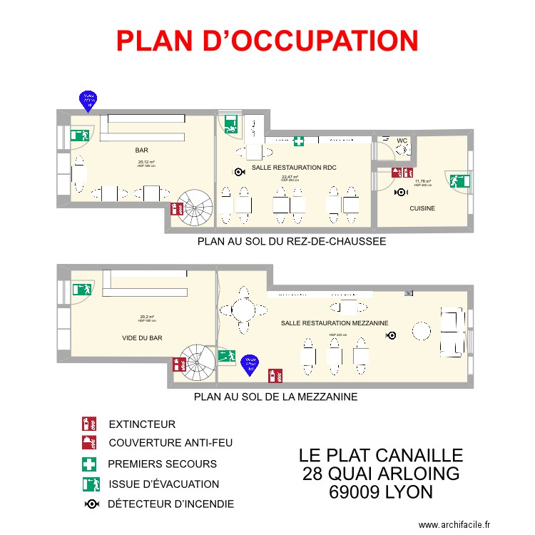 Plan A - occupation. Plan de 5 pièces et 110 m2