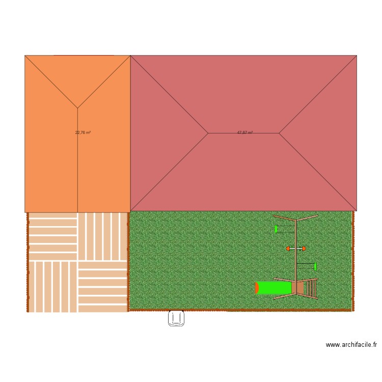 lucie. Plan de 2 pièces et 71 m2