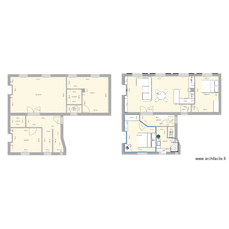 Abbesses 65m² 2. Plan de 15 pièces et 128 m2