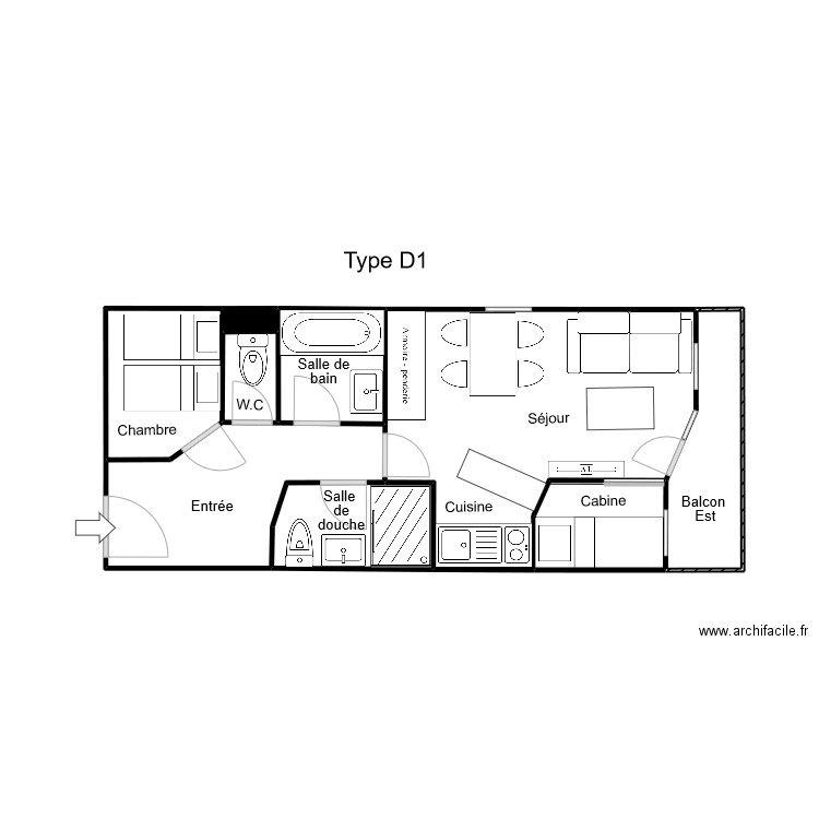 Type D1. Plan de 0 pièce et 0 m2