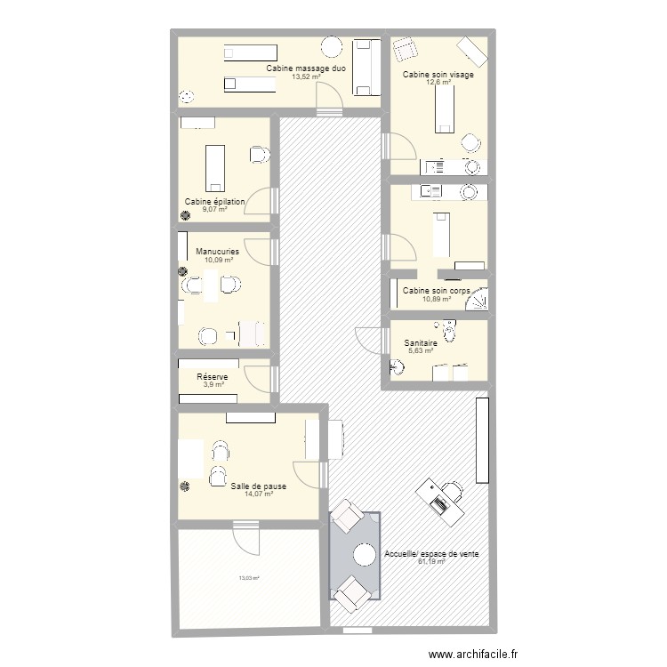  plan institut. Plan de 10 pièces et 154 m2