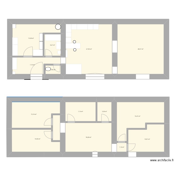 les lucs rez de chaussée étage. Plan de 0 pièce et 0 m2
