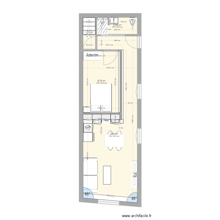 Appartement_BatB. Plan de 4 pièces et 41 m2