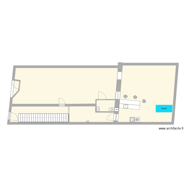 La Laverie ERP. Plan de 3 pièces et 116 m2