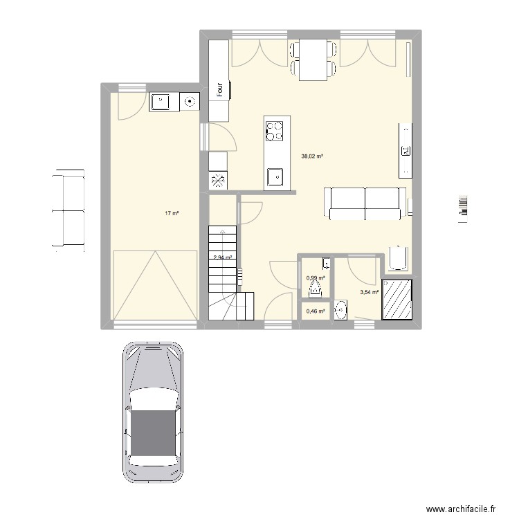 MAISON LA BAULE AV CAM. Plan de 6 pièces et 63 m2