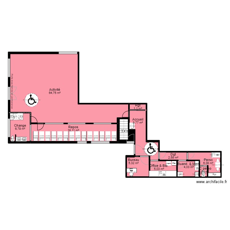 91 MONTGERON PROJET 1 13 Mercure V3 ss miroir 090622 Arl. Plan de 12 pièces et 128 m2