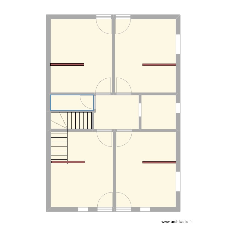 Chalet étage. Plan de 8 pièces et 80 m2