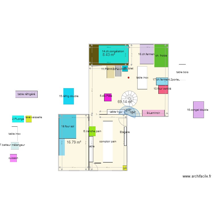 boulangerie. Plan de 0 pièce et 0 m2