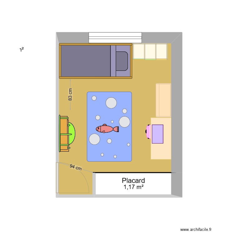 Aménagement Ch Maëlle. Plan de 2 pièces et 12 m2