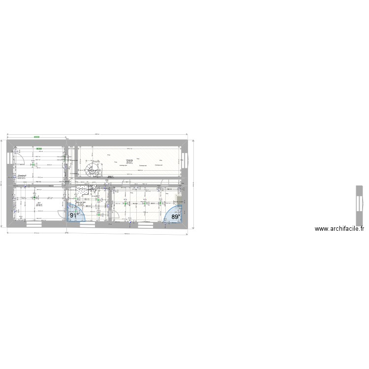 2et  modifier avec point d'eau et électricité. Plan de 5 pièces et 127 m2