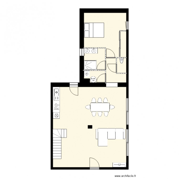 Maison individuel 1. Plan de 6 pièces et 78 m2