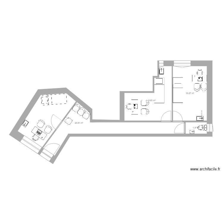 Laveran 3 cabinets. Plan de 5 pièces et 52 m2