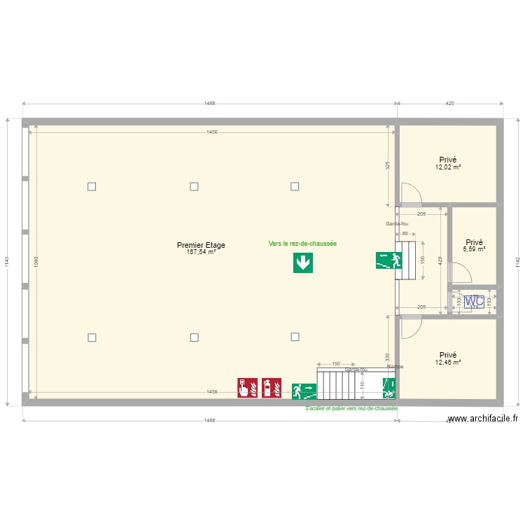 Musée Gabriel 1er étage. Plan de 5 pièces et 199 m2