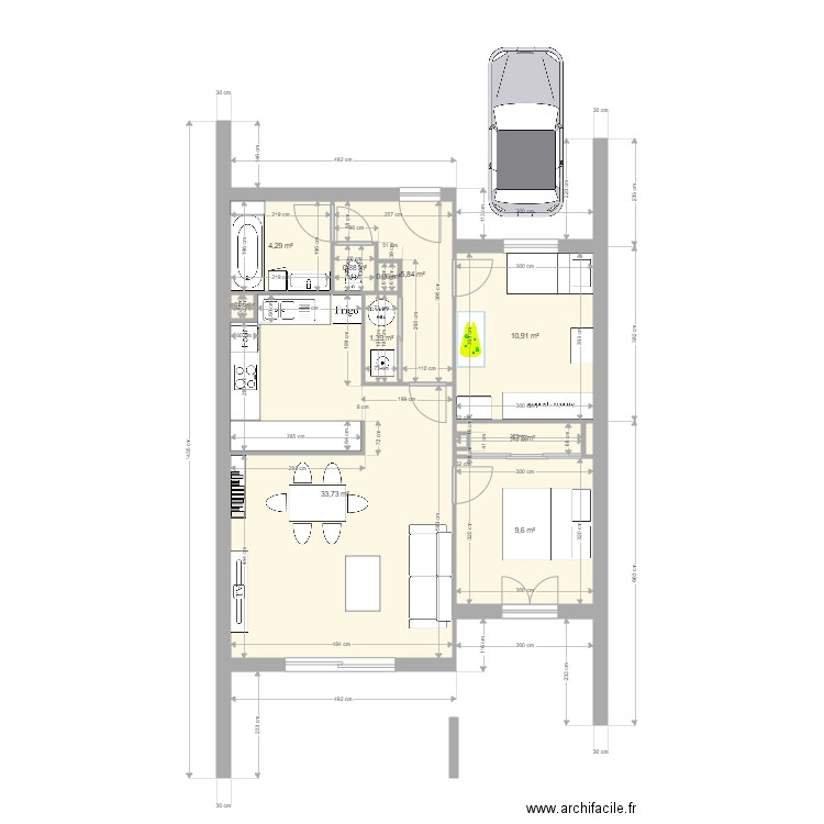 accate initial. Plan de 12 pièces et 69 m2