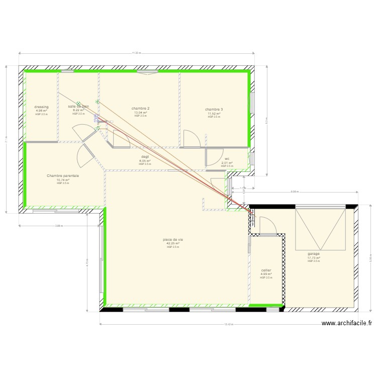 électricité salle de bain 23102021. Plan de 10 pièces et 120 m2