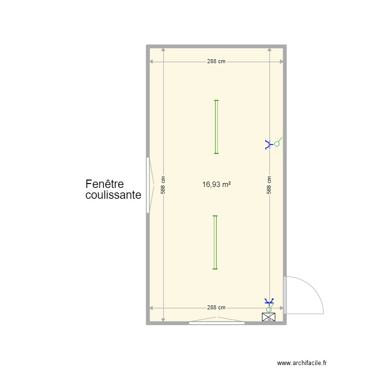 263065. Plan de 1 pièce et 17 m2