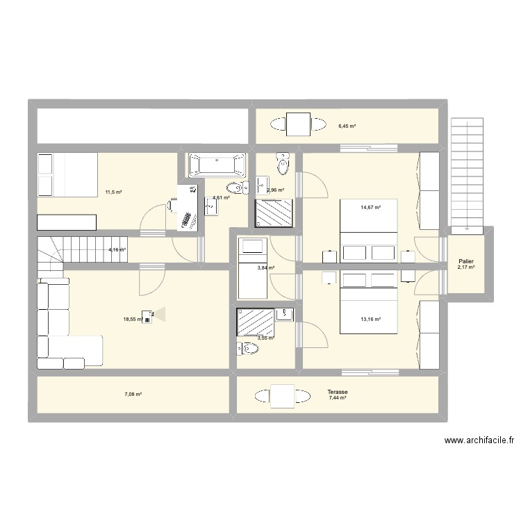 Penvins étage. Plan de 0 pièce et 0 m2