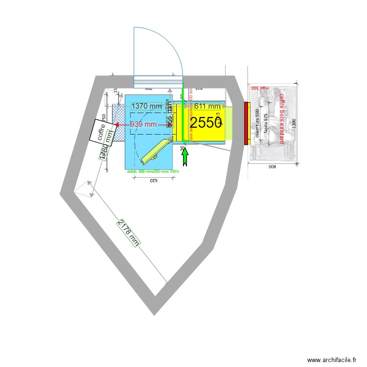 plan de masse PROJET 2550 CSO noiretable. Plan de 1 pièce et 6 m2