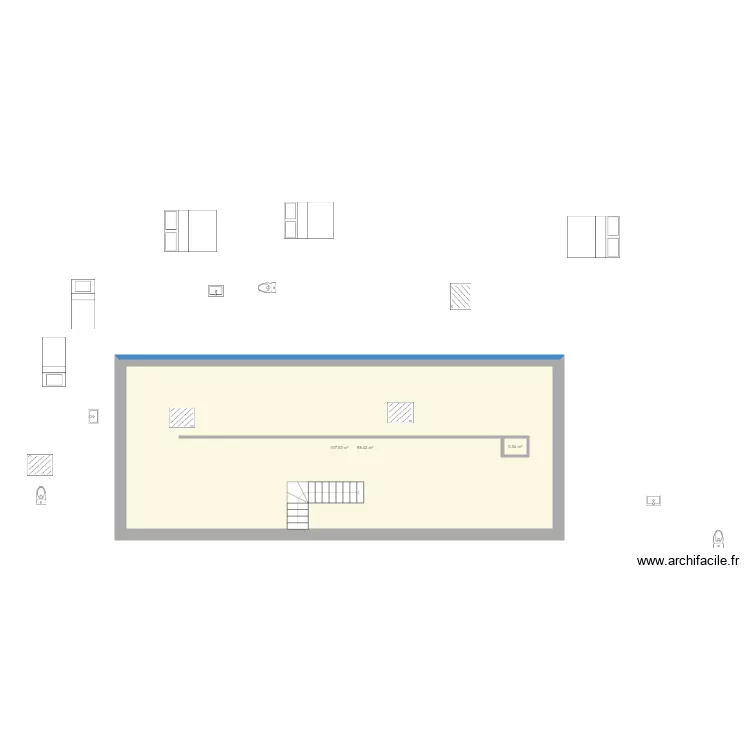 etage cabane. Plan de 