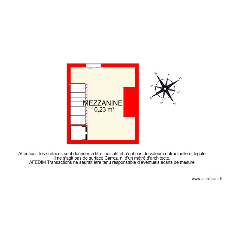 BI9007 MEZZANINE . Plan de 4 pièces et 13 m2