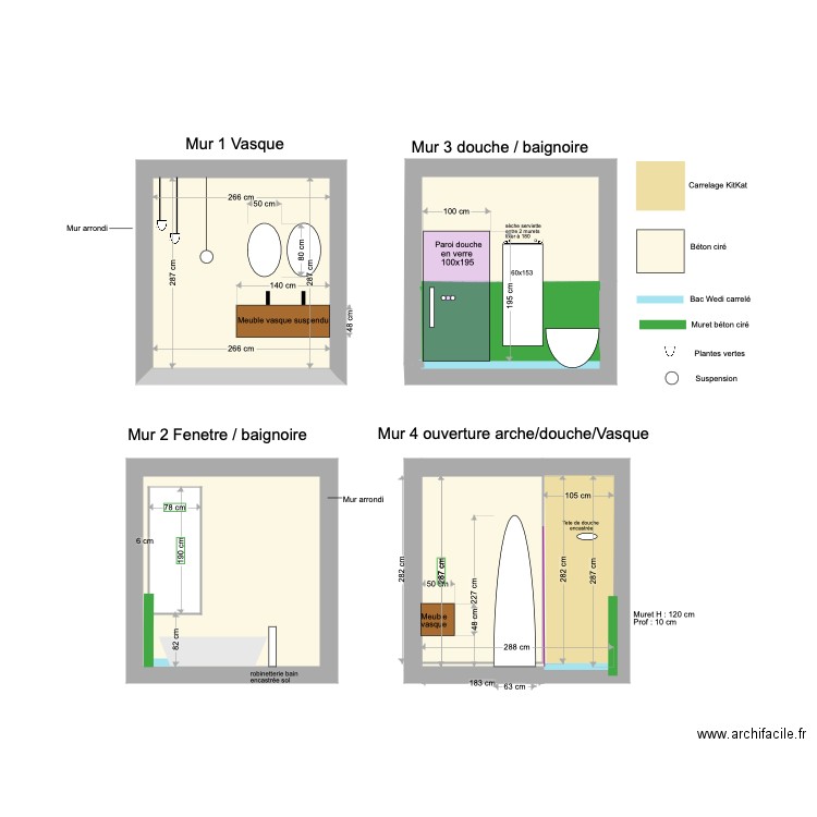 SDB Parentale Vue de face V4. Plan de 0 pièce et 0 m2