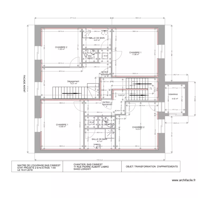 SAS CIMMEST LONGWY 2 ETAGE projete . Plan de 