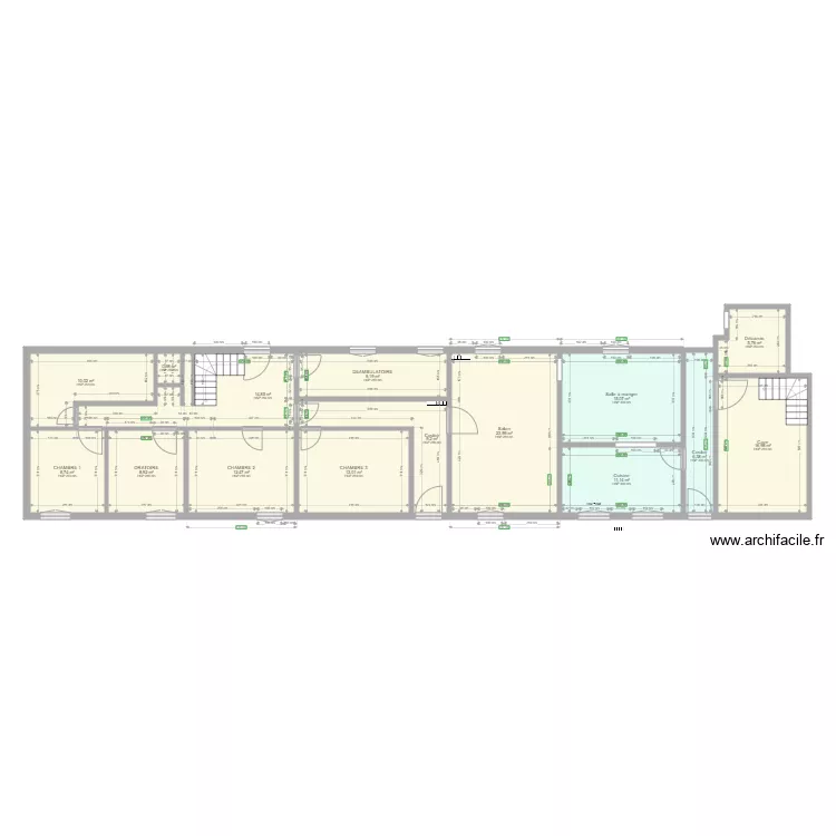 CHAMBRE 3 COULOIR PRINCIPAL RDC  ORIGINAL. Plan de 