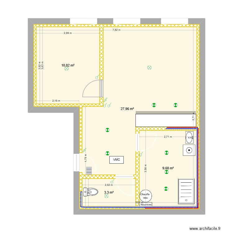 Petit appart. Plan de 4 pièces et 82 m2
