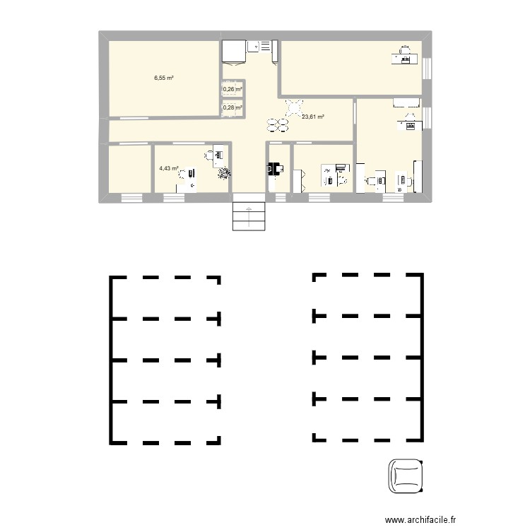 msg 1. Plan de 5 pièces et 35 m2