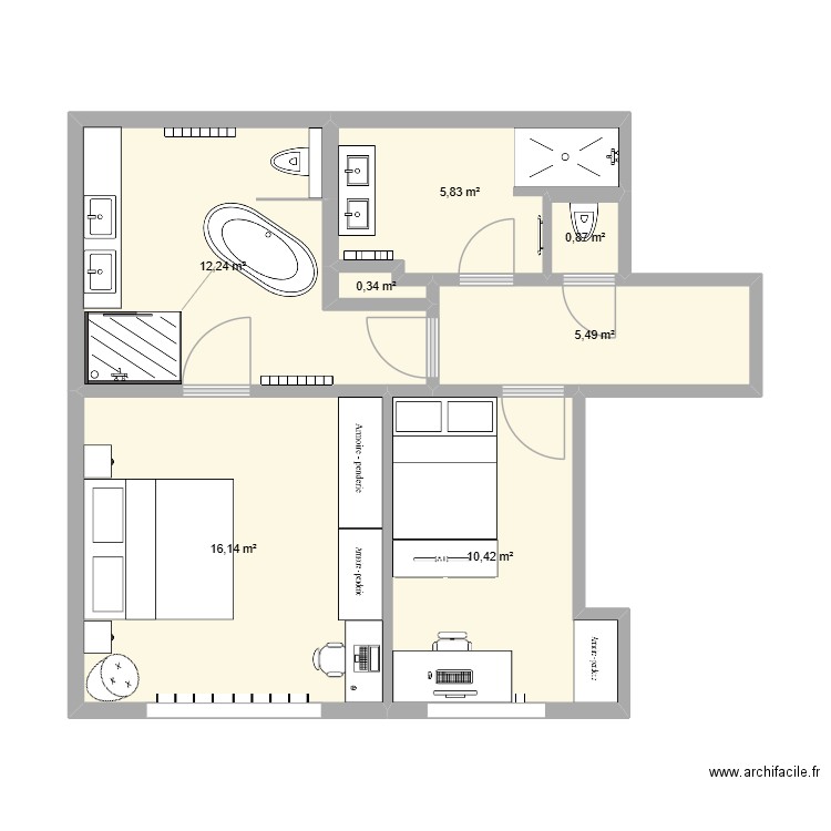 1er étage Parklaan 50 v7 avec bain coin. Plan de 7 pièces et 51 m2