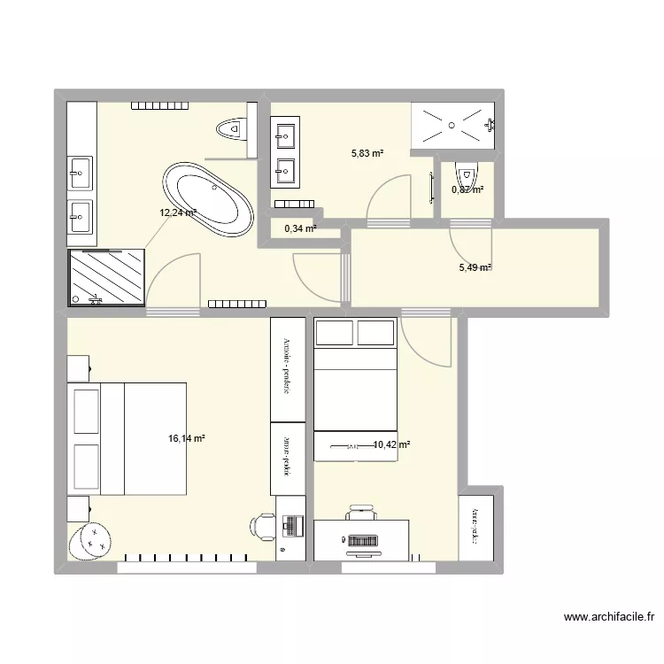 1er &eacute;tage Parklaan 50 v7 avec bain coin. Plan de 