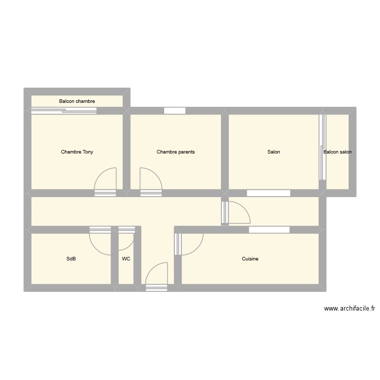 Appart Dubois. Plan de 9 pièces et 61 m2