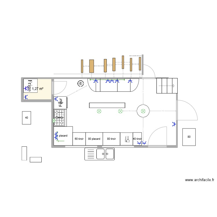 Plan Cuisine Argoules. Plan de 1 pièce et 1 m2