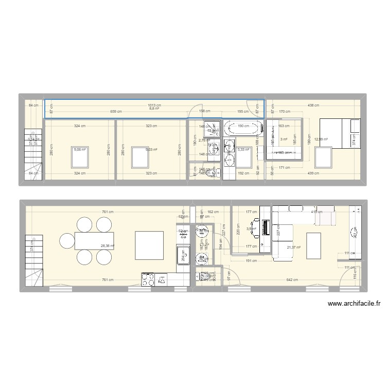 appart 4 avec baignoire 2. Plan de 0 pièce et 0 m2