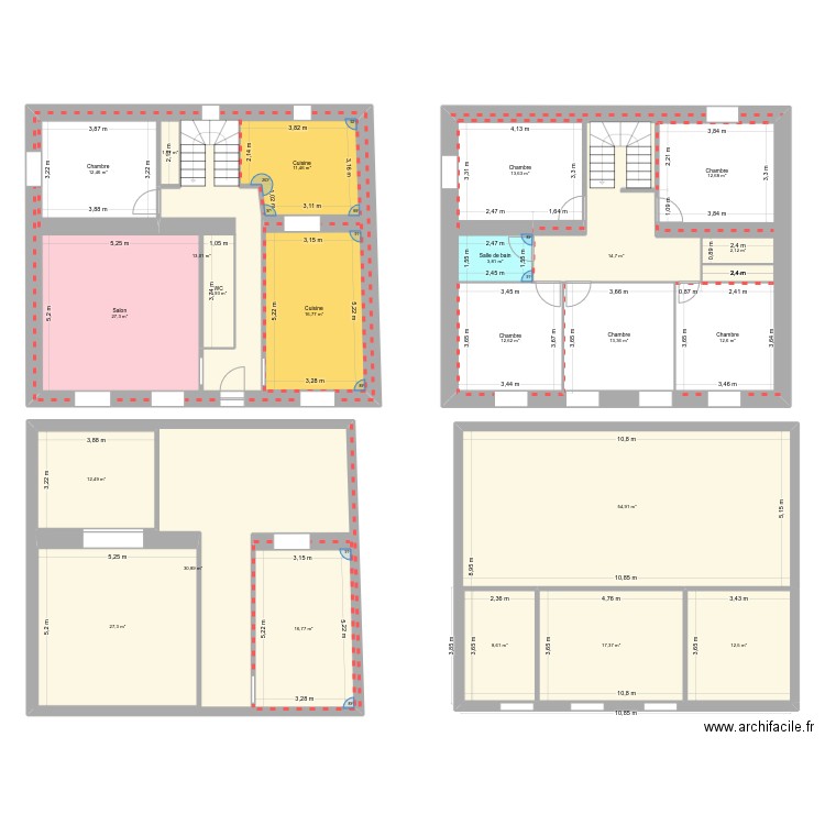 COLOMBIES. Plan de 24 pièces et 577 m2
