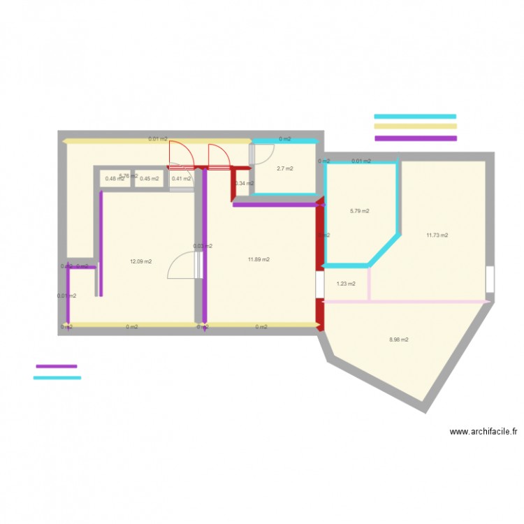 ETAGE DROIT aménagé cotes. Plan de 0 pièce et 0 m2