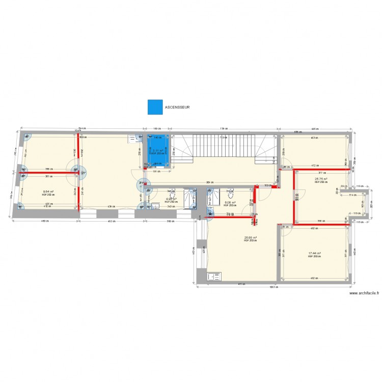 SAR CAF 1 er ETAGE  PROJET . Plan de 8 pièces et 152 m2